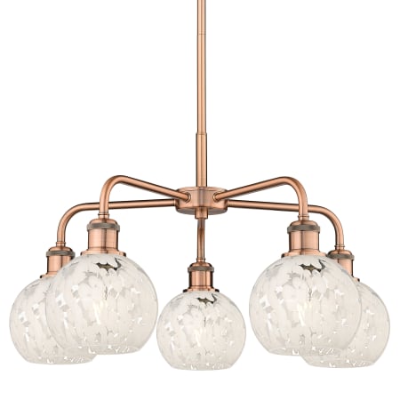 A large image of the Innovations Lighting 516-5C-14-24-White Mouchette-Indoor Chandelier Antique Copper / White Mouchette