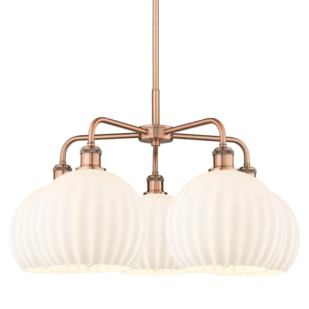 A large image of the Innovations Lighting 516-5C-18-28-White Venetian-Indoor Chandelier Antique Copper / White Venetian