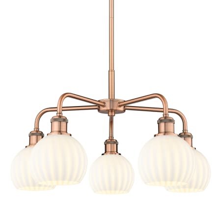 A large image of the Innovations Lighting 516-5C-14-24-White Venetian-Indoor Chandelier Antique Copper / White Venetian