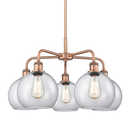 A large image of the Innovations Lighting 516-5CR-16-26 Athens Chandelier Antique Copper / Clear