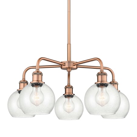 A large image of the Innovations Lighting 516-5CR-15-24 Athens Chandelier Antique Copper / Seedy