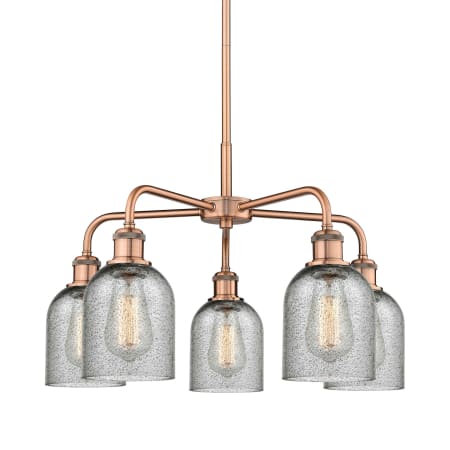 A large image of the Innovations Lighting 516-5CR-15-23 Caledonia Chandelier Antique Copper / Charcoal