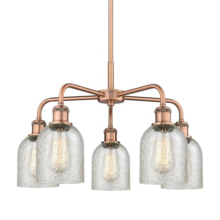 A large image of the Innovations Lighting 516-5CR-15-23 Caledonia Chandelier Antique Copper / Mica