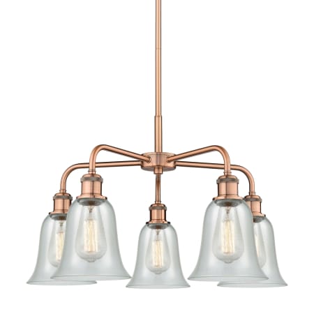 A large image of the Innovations Lighting 516-5CR-16-25 Hanover Chandelier Antique Copper / Fishnet