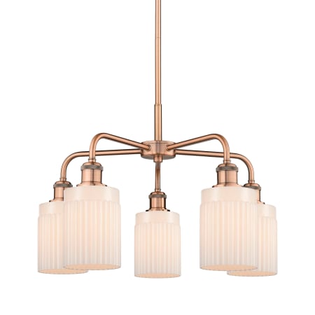 A large image of the Innovations Lighting 516-5CR-15-23 Hadley Chandelier Antique Copper / Matte White