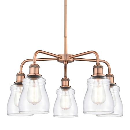 A large image of the Innovations Lighting 516-5CR-15-23 Ellery Chandelier Antique Copper / Clear