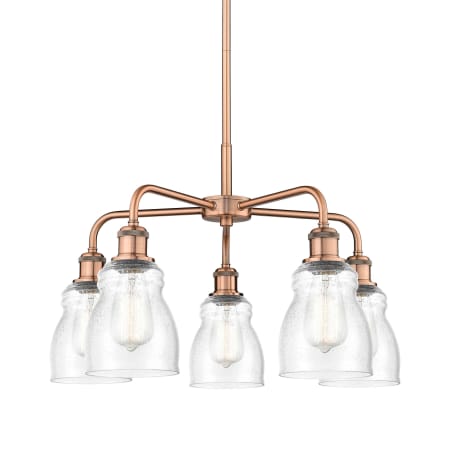 A large image of the Innovations Lighting 516-5CR-15-23 Ellery Chandelier Antique Copper / Seedy