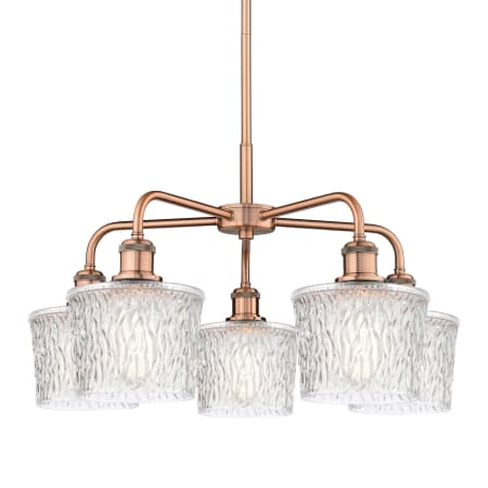 A large image of the Innovations Lighting 516-5CR-15-25 Niagra Chandelier Antique Copper / Clear