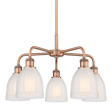 A large image of the Innovations Lighting 516-5CR-15-24 Brookfield Chandelier Antique Copper / White