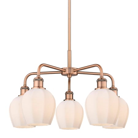 A large image of the Innovations Lighting 516-5CR-15-24 Norfolk Chandelier Antique Copper / Matte White