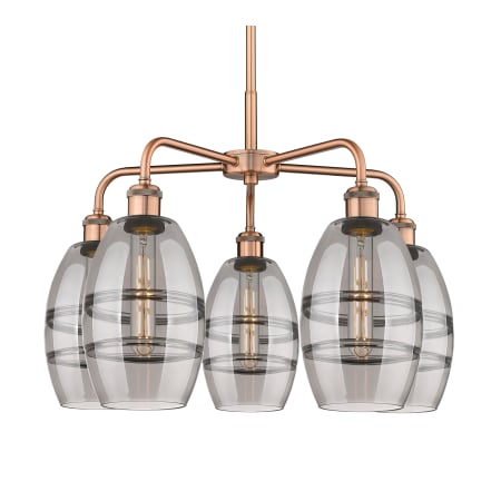 A large image of the Innovations Lighting 516-5CR-14-24 Vaz Chandelier Antique Copper / Smoked