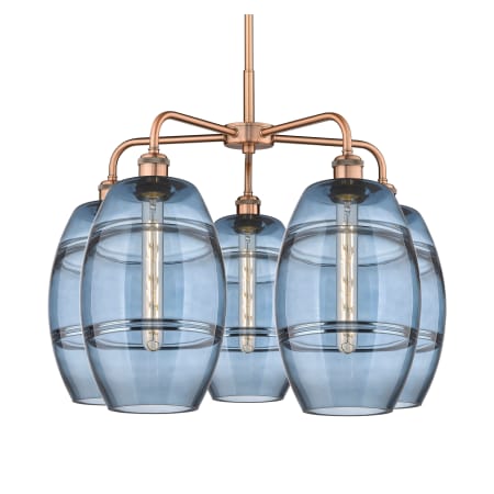 A large image of the Innovations Lighting 516-5CR-15-26 Vaz Chandelier Antique Copper / Blue