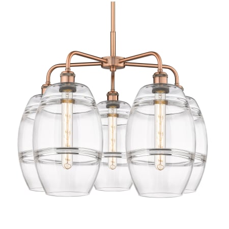 A large image of the Innovations Lighting 516-5CR-15-26 Vaz Chandelier Antique Copper / Clear