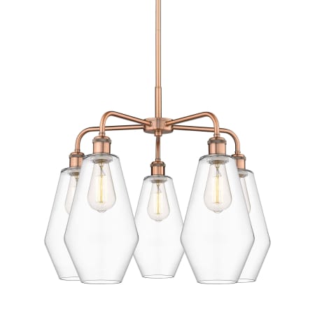 A large image of the Innovations Lighting 516-5CR-20-25 Cindyrella Chandelier Antique Copper / Clear