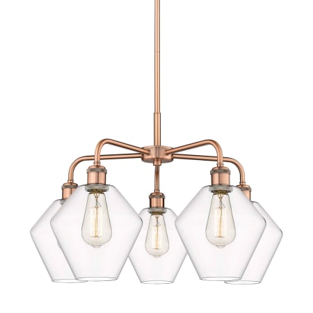 A large image of the Innovations Lighting 516-5CR-17-26 Cindyrella Chandelier Antique Copper / Clear