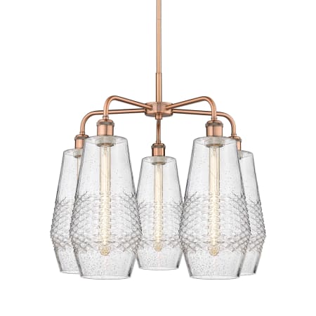 A large image of the Innovations Lighting 516-5CR-22-25 Windham Chandelier Antique Copper / Seedy