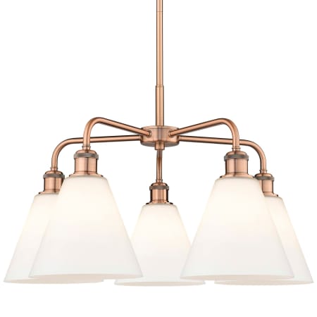 A large image of the Innovations Lighting 516-5CR-16-26 Berkshire Chandelier Antique Copper / Matte White