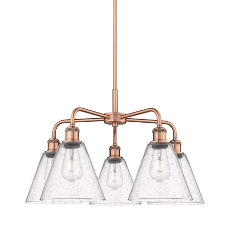 A large image of the Innovations Lighting 516-5CR-16-26 Berkshire Chandelier Antique Copper / Seedy