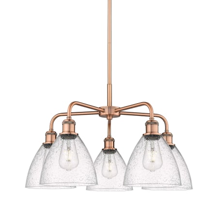 A large image of the Innovations Lighting 516-5CR-16-26 Bristol Glass Chandelier Antique Copper / Seedy