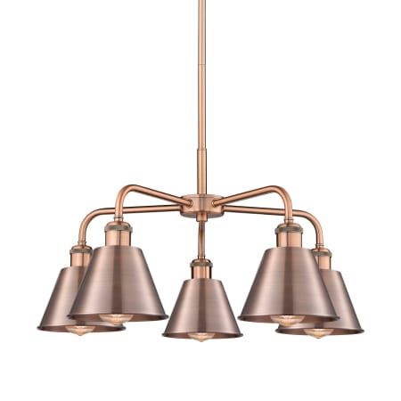 A large image of the Innovations Lighting 516-5CR-14-25 Ballston Chandelier Antique Copper