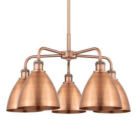 A large image of the Innovations Lighting 516-5CR-16-26 Ballston Dome Chandelier Antique Copper