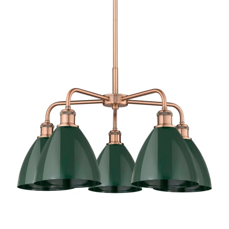 A large image of the Innovations Lighting 516-5CR-16-26 Ballston Dome Chandelier Antique Copper / Green