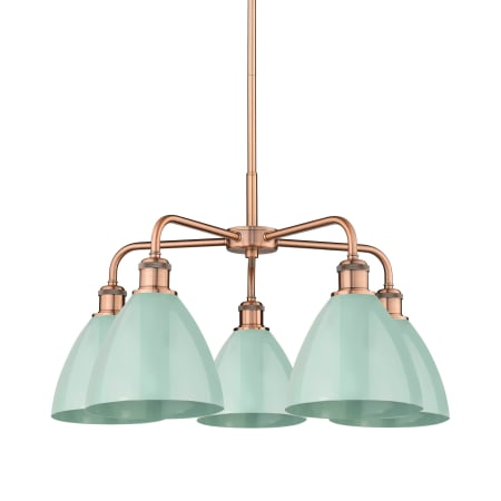 A large image of the Innovations Lighting 516-5CR-16-26 Ballston Dome Chandelier Antique Copper / Seafoam