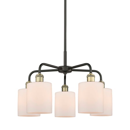 A large image of the Innovations Lighting 516-5CR-15-23 Cobbleskill Chandelier Black Antique Brass / Matte White
