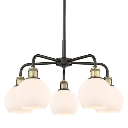 A large image of the Innovations Lighting 516-5CR-15-24 Athens Chandelier Black Antique Brass / Matte White