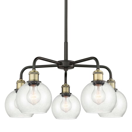 A large image of the Innovations Lighting 516-5CR-15-24 Athens Chandelier Black Antique Brass / Seedy