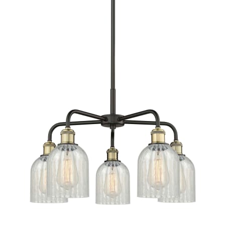 A large image of the Innovations Lighting 516-5CR-15-23 Caledonia Chandelier Black Antique Brass / Mouchette