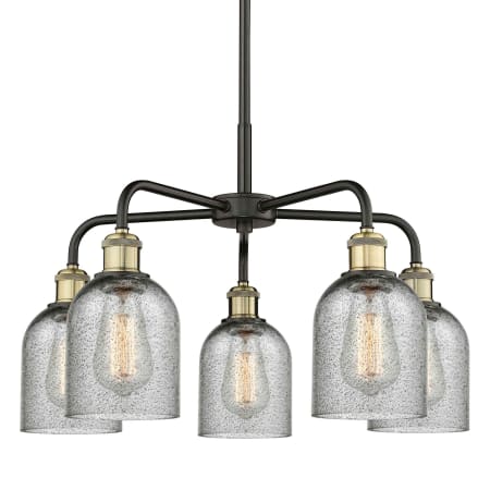 A large image of the Innovations Lighting 516-5CR-15-23 Caledonia Chandelier Black Antique Brass / Charcoal