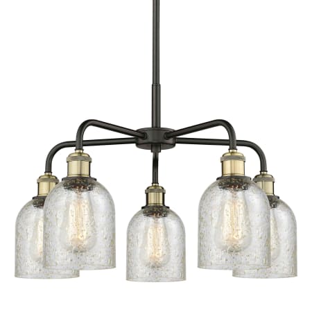 A large image of the Innovations Lighting 516-5CR-15-23 Caledonia Chandelier Black Antique Brass / Mica