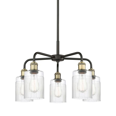 A large image of the Innovations Lighting 516-5CR-15-23 Hadley Chandelier Black Antique Brass / Clear