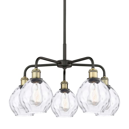 A large image of the Innovations Lighting 516-5CR-15-24 Waverly Chandelier Black Antique Brass / Clear