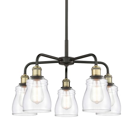 A large image of the Innovations Lighting 516-5CR-15-23 Ellery Chandelier Black Antique Brass / Clear