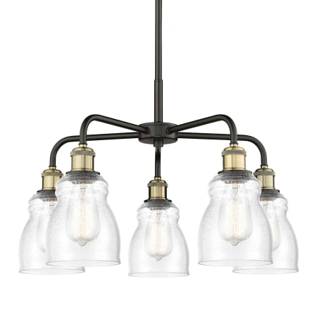 A large image of the Innovations Lighting 516-5CR-15-23 Ellery Chandelier Black Antique Brass / Seedy