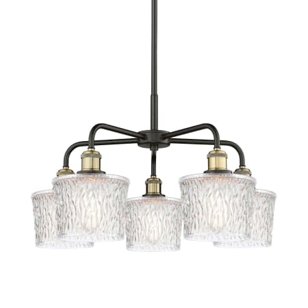 A large image of the Innovations Lighting 516-5CR-15-25 Niagra Chandelier Black Antique Brass / Clear