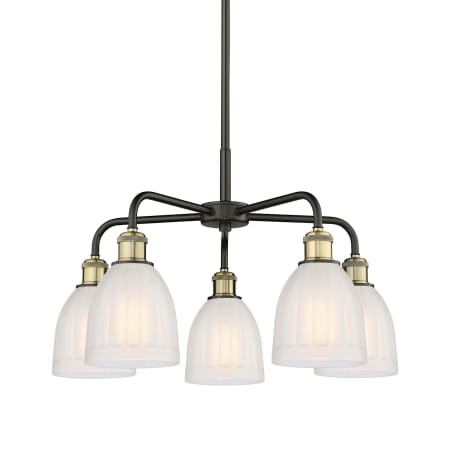 A large image of the Innovations Lighting 516-5CR-15-24 Brookfield Chandelier Black Antique Brass / White