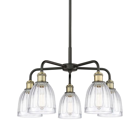 A large image of the Innovations Lighting 516-5CR-15-24 Brookfield Chandelier Black Antique Brass / Clear