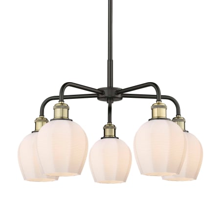 A large image of the Innovations Lighting 516-5CR-15-24 Norfolk Chandelier Black Antique Brass / Matte White