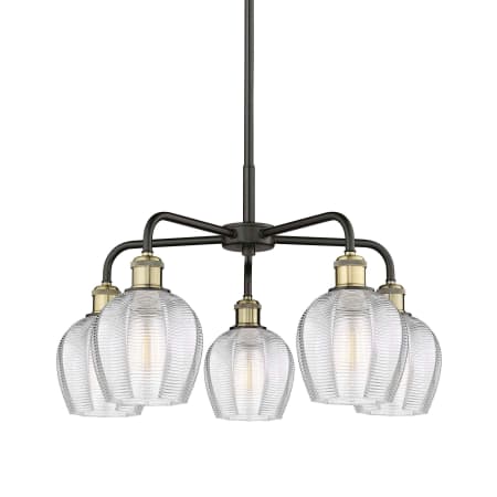 A large image of the Innovations Lighting 516-5CR-15-24 Norfolk Chandelier Black Antique Brass / Clear