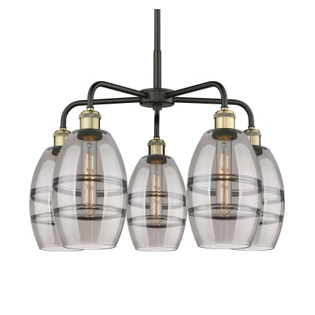 A large image of the Innovations Lighting 516-5CR-14-24 Vaz Chandelier Black Antique Brass / Smoked