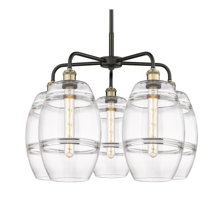 A large image of the Innovations Lighting 516-5CR-15-26 Vaz Chandelier Black Antique Brass / Clear