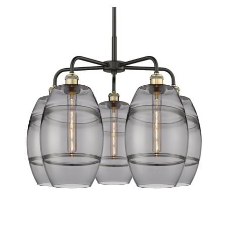 A large image of the Innovations Lighting 516-5CR-15-26 Vaz Chandelier Black Antique Brass / Smoked