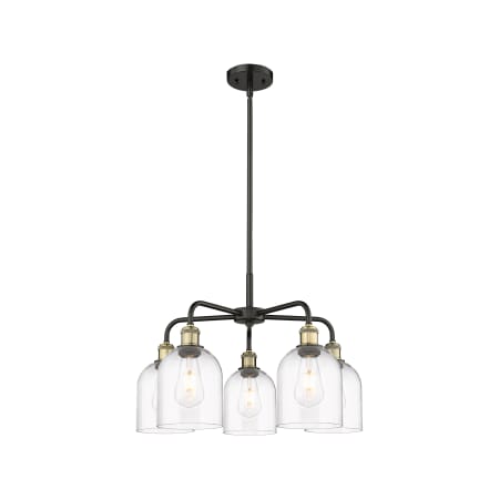 A large image of the Innovations Lighting 516-5CR 15 24 Bella Chandelier Black Antique Brass / Clear