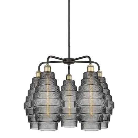 A large image of the Innovations Lighting 516-5CR-23-26 Cascade Chandelier Black Antique Brass / Smoked