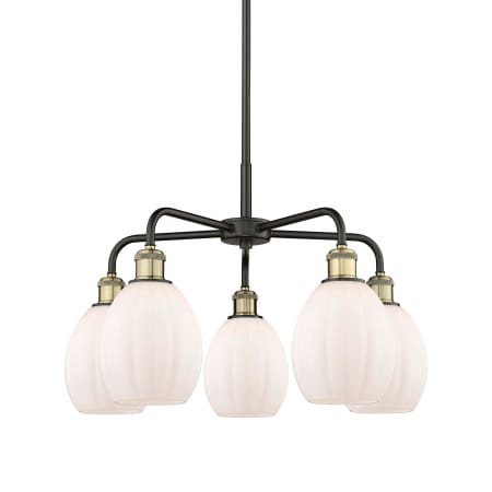 A large image of the Innovations Lighting 516-5CR-16-24 Eaton Chandelier Black Antique Brass / Matte White