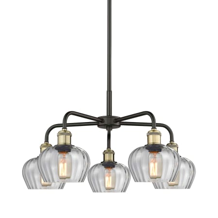 A large image of the Innovations Lighting 516-5CR-14-25 Fenton Chandelier Black Antique Brass / Clear
