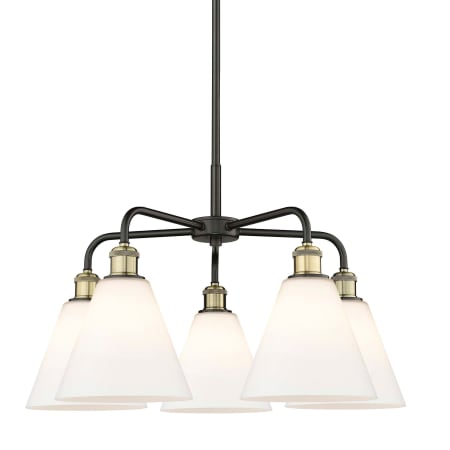 A large image of the Innovations Lighting 516-5CR-16-26 Berkshire Chandelier Black Antique Brass / Matte White